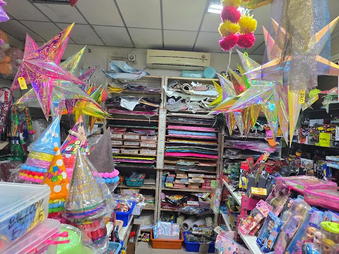 Interior shelves with stationery products at IJS Stationery